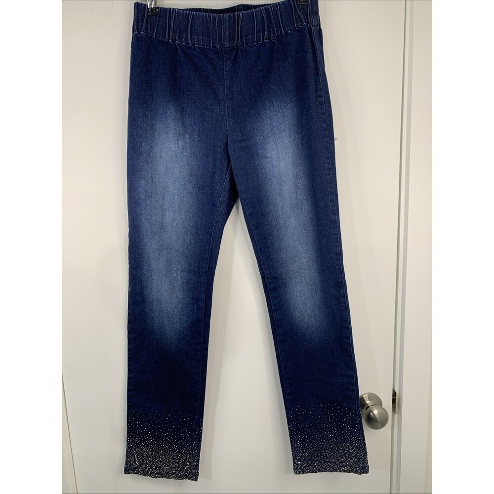 Soft Surroundings Size S-4 Women's Blue Beaded Pull On Jeans